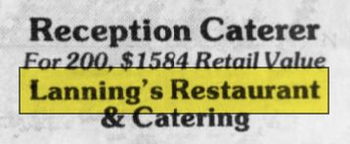 Lannings Restaurant & Catering - Apr 1992 Article (newer photo)